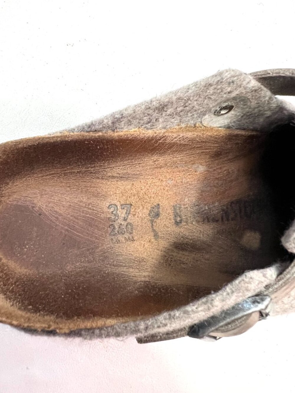 Birkenstock clogs Boston 37 6 6.5 womens gray taupe felted wool slip on shoes - Picture 11 of 11